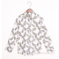 boy's cotton linen print long sleeve shirts